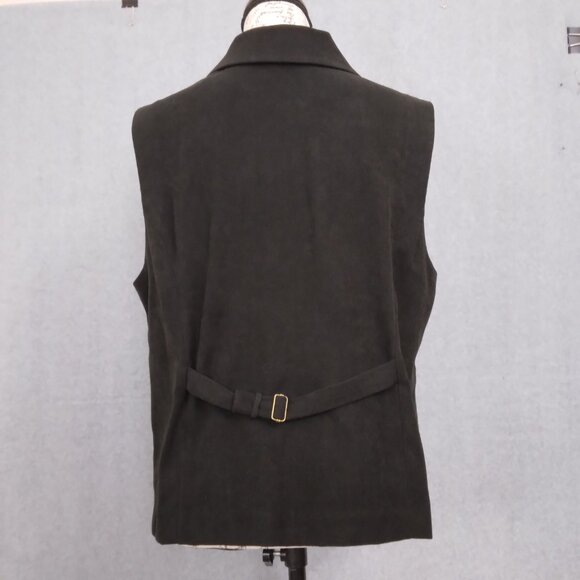 Bob Mackie | Black Faux Suede Embroidered Vest Front Zip | Size L - Picture 5 of 8